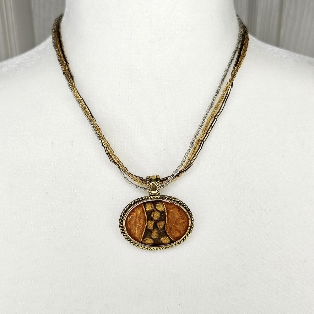 Boho Beaded Fashion Necklace W/Resin Pendant